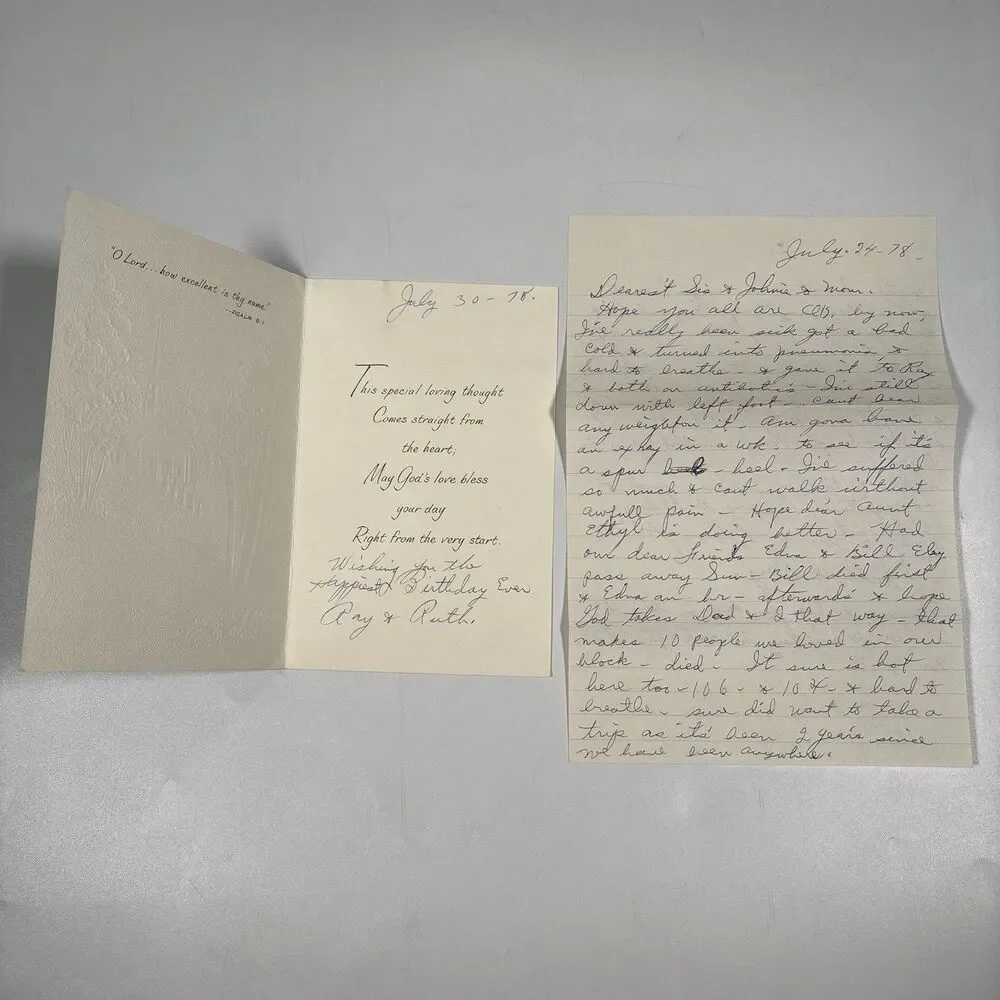 Vintage Religious Birthday Greeting Card Church Handwritten Letter Psalm 8:1 Art